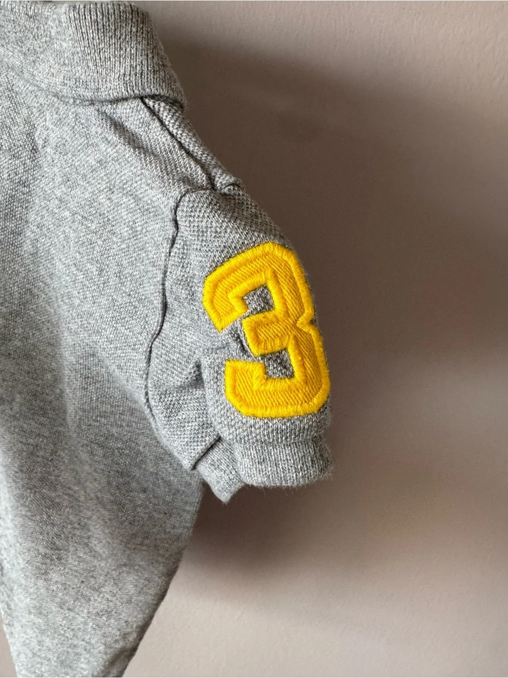 Ralph Lauren Baby Boys Gray Yellow Number 3 Shorts One Piece Romper 3 months